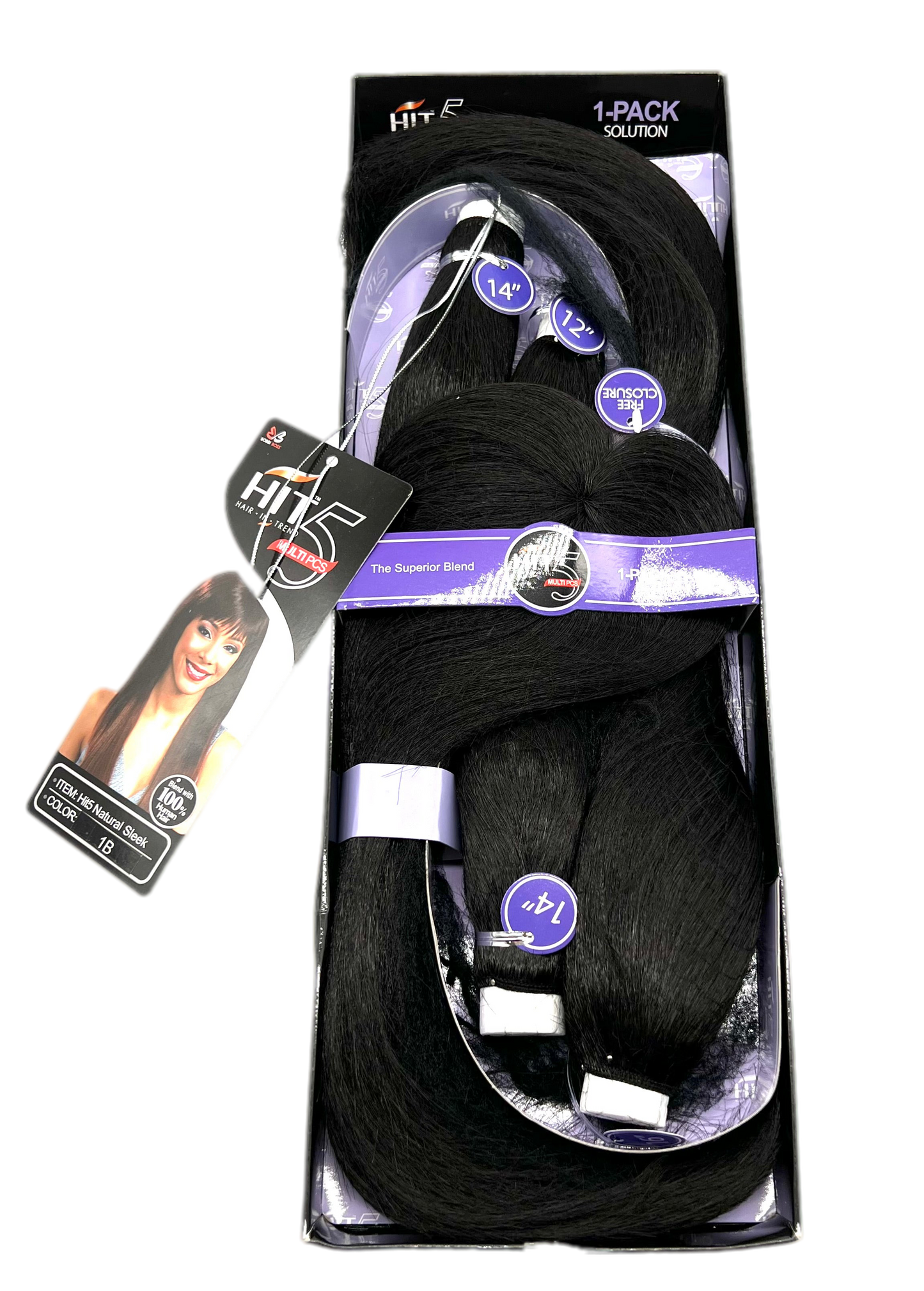 Bobbi Boss HIT 5 Human Hair Blend Weaving NATURAL SLEEK 1B - VIP Extensions