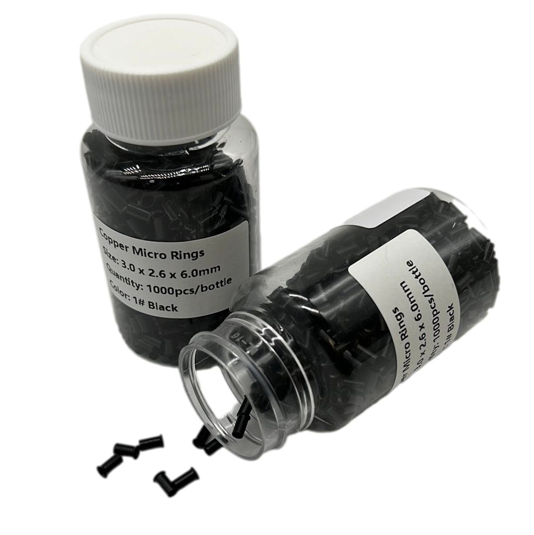 Copper Micro Rings Style "E" Size 3.0 x 2.6 x 6.0 mm 1 bottle (1000 pieces) - VIP Extensions