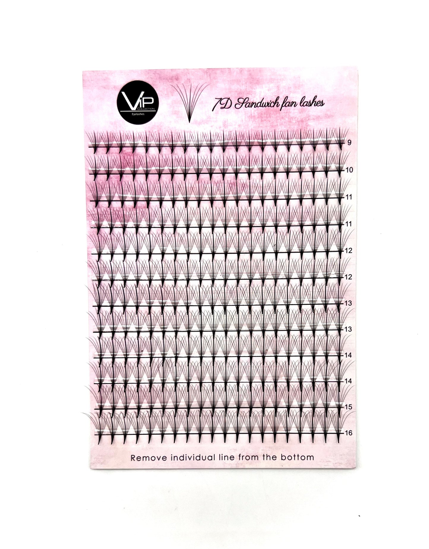 VIP 7D Sandwich Fan Lashes 0.05 12 lines C Mix - D Mix - Regular and Large Trays - VIP Extensions