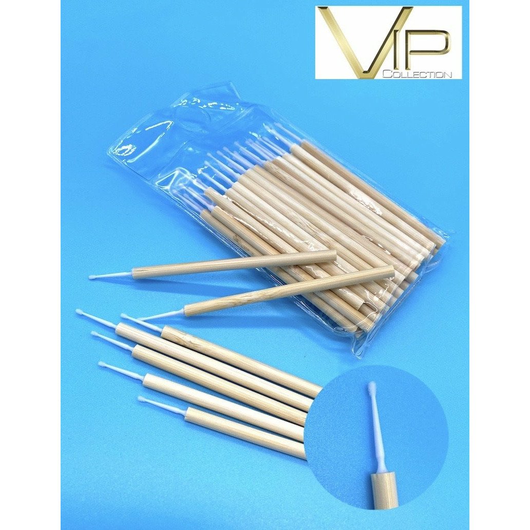 VIP- Eyelash accessories-Micro Brushes with Bamboo Handle 50 pcs/bag