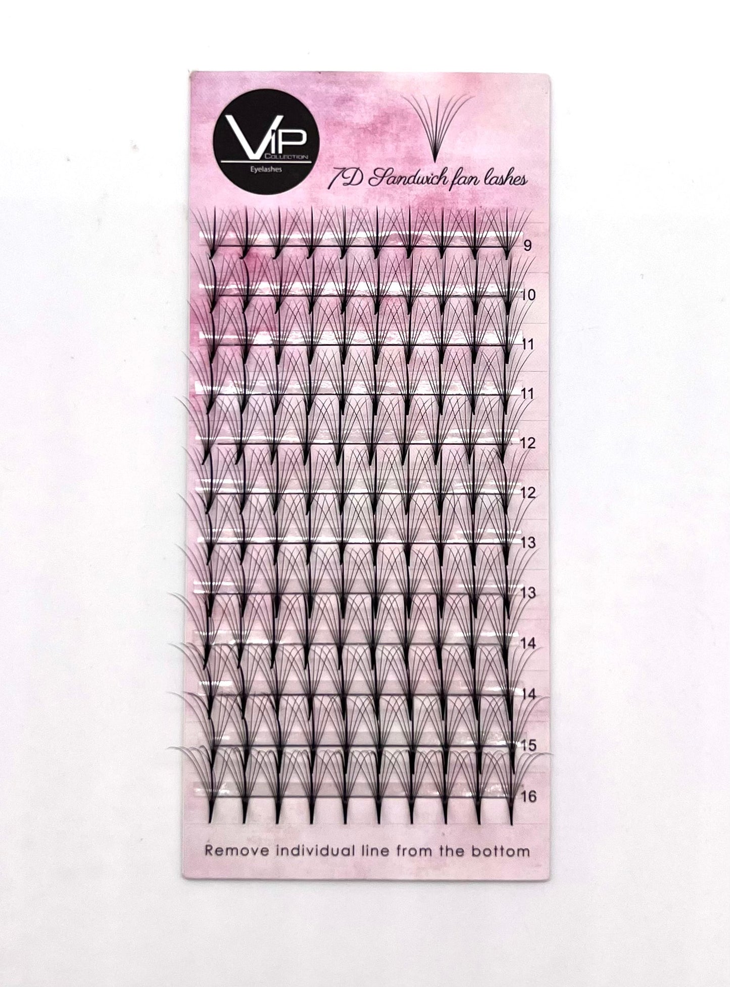 VIP 7D Sandwich Fan Lashes 0.05 12 lines C Mix - D Mix - Regular and Large Trays - VIP Extensions