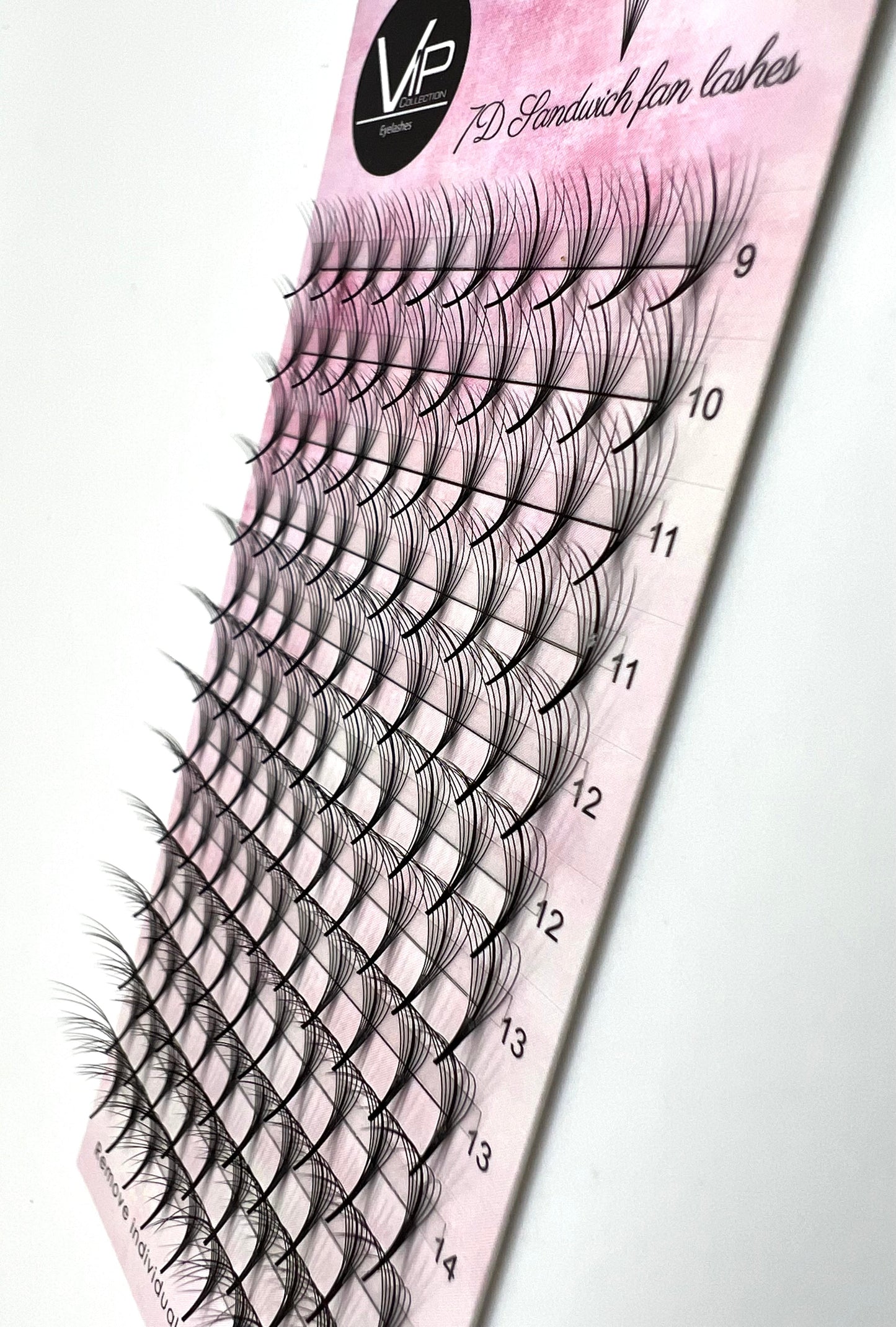 VIP 7D Sandwich Fan Lashes 0.05 12 lines C Mix - D Mix - Regular and Large Trays - VIP Extensions