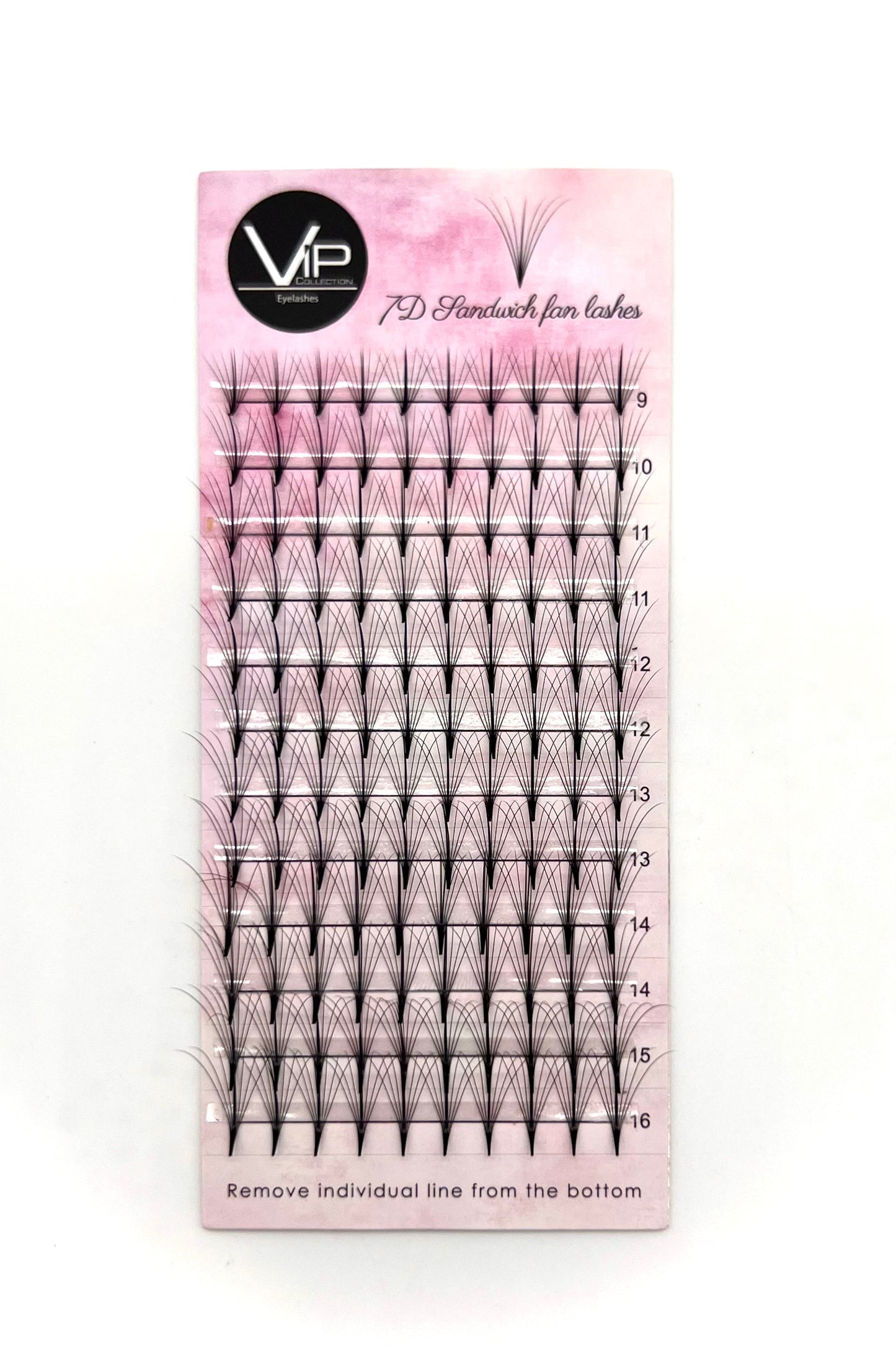 VIP 7D Sandwich Fan Lashes 0.05 12 lines C Mix - D Mix - Regular and Large Trays - VIP Extensions