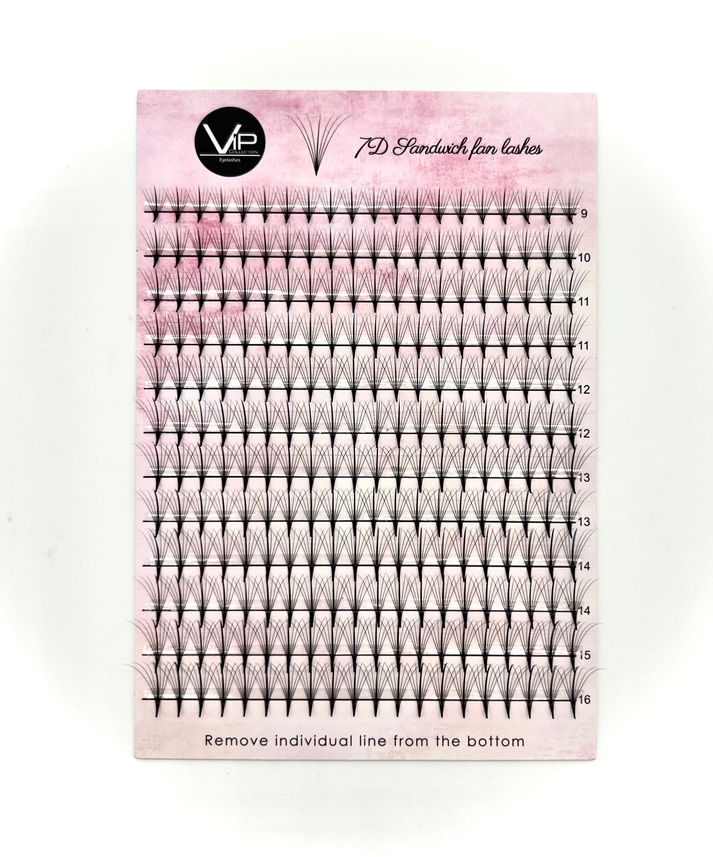 VIP 7D Sandwich Fan Lashes 0.05 12 lines C Mix - D Mix - Regular and Large Trays - VIP Extensions