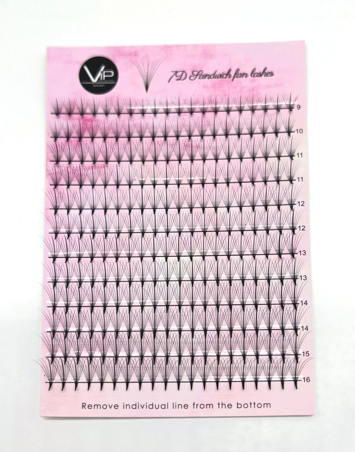 VIP 7D Sandwich Fan Lashes 0.05 12 lines C Mix - D Mix - Regular and Large Trays - VIP Extensions