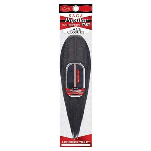 SAGA Popular Yaky 100% Human Hair Lace Closure Yaky 12" (OT99J) - VIP Extensions