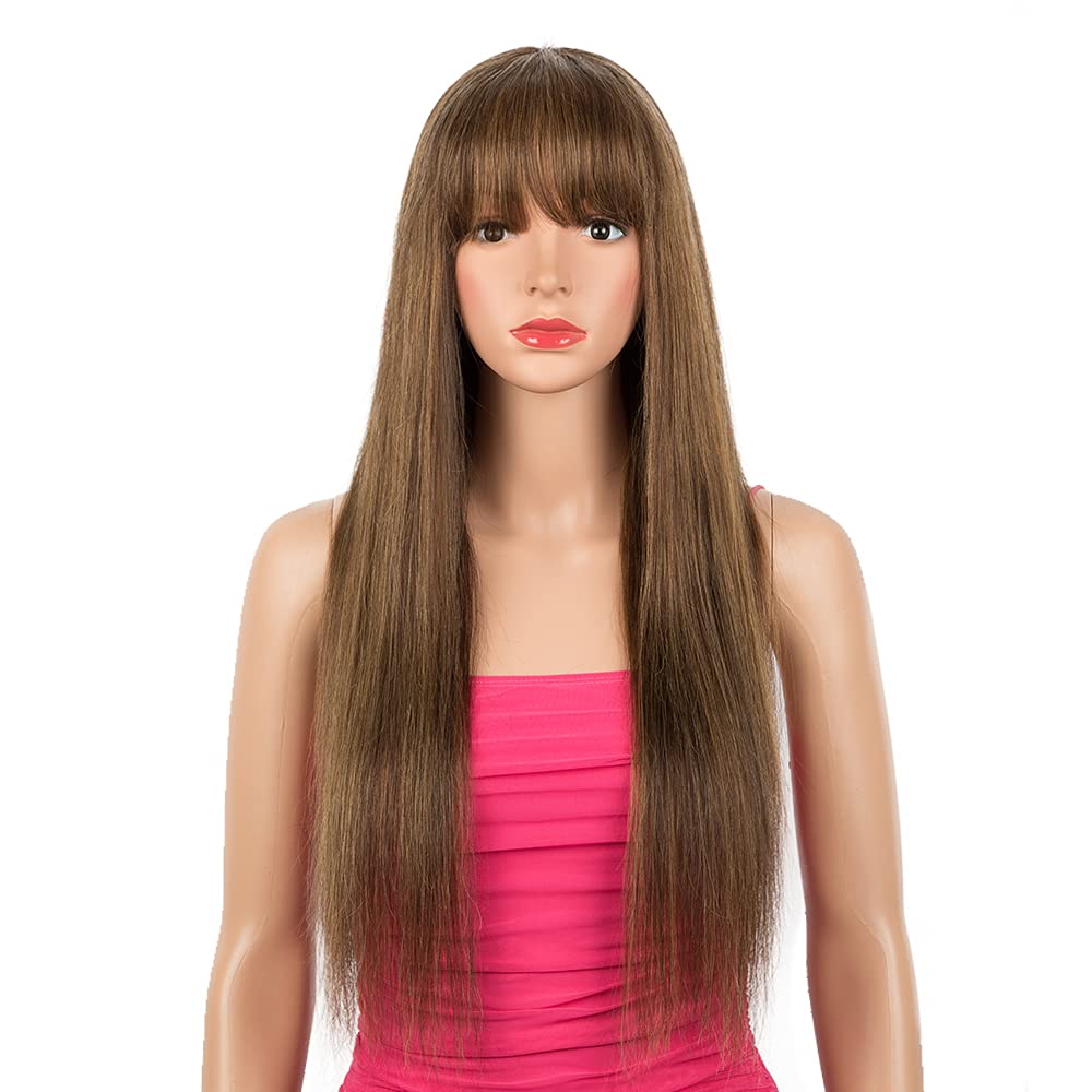 Victoria Spotlight  Straight Human Hair Wigs With Bangs 130% - VIP Extensions