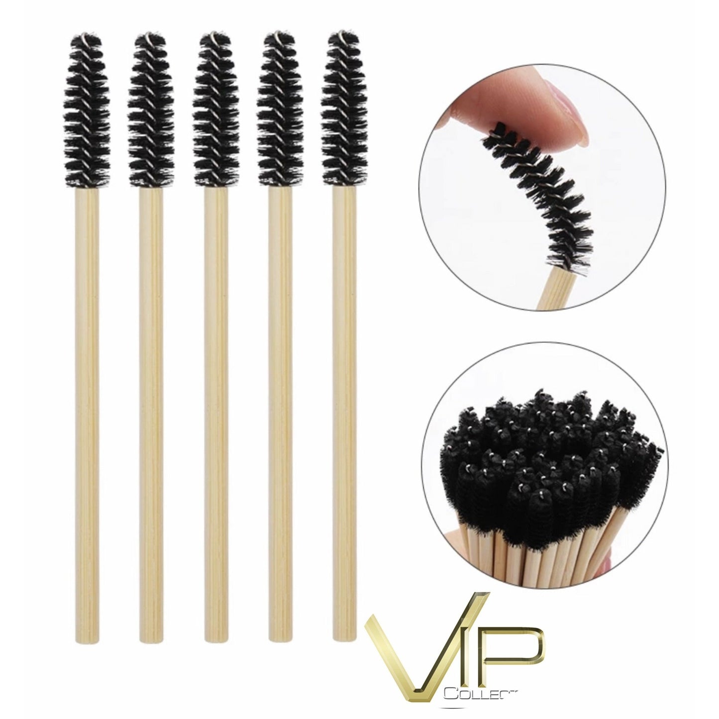 VIP- Eyelash accessories- Mascara Wands with Bamboo Handle -50 pcs/bag