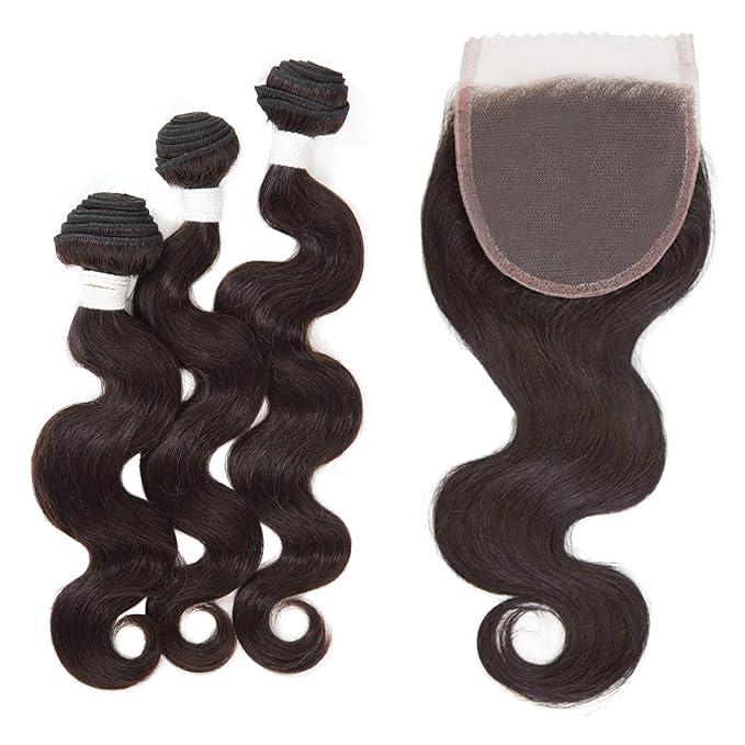 Sensationnel Virgin Remy Human Hair Weave Bare & Natural Body Wave 3pcs with 4"x4"Closure - VIP Extensions