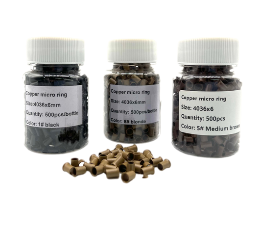 Copper Micro Link Style C - Size 4.0 x 3.6 x 6.00 mm 1 bottle (500 pieces) - VIP Extensions