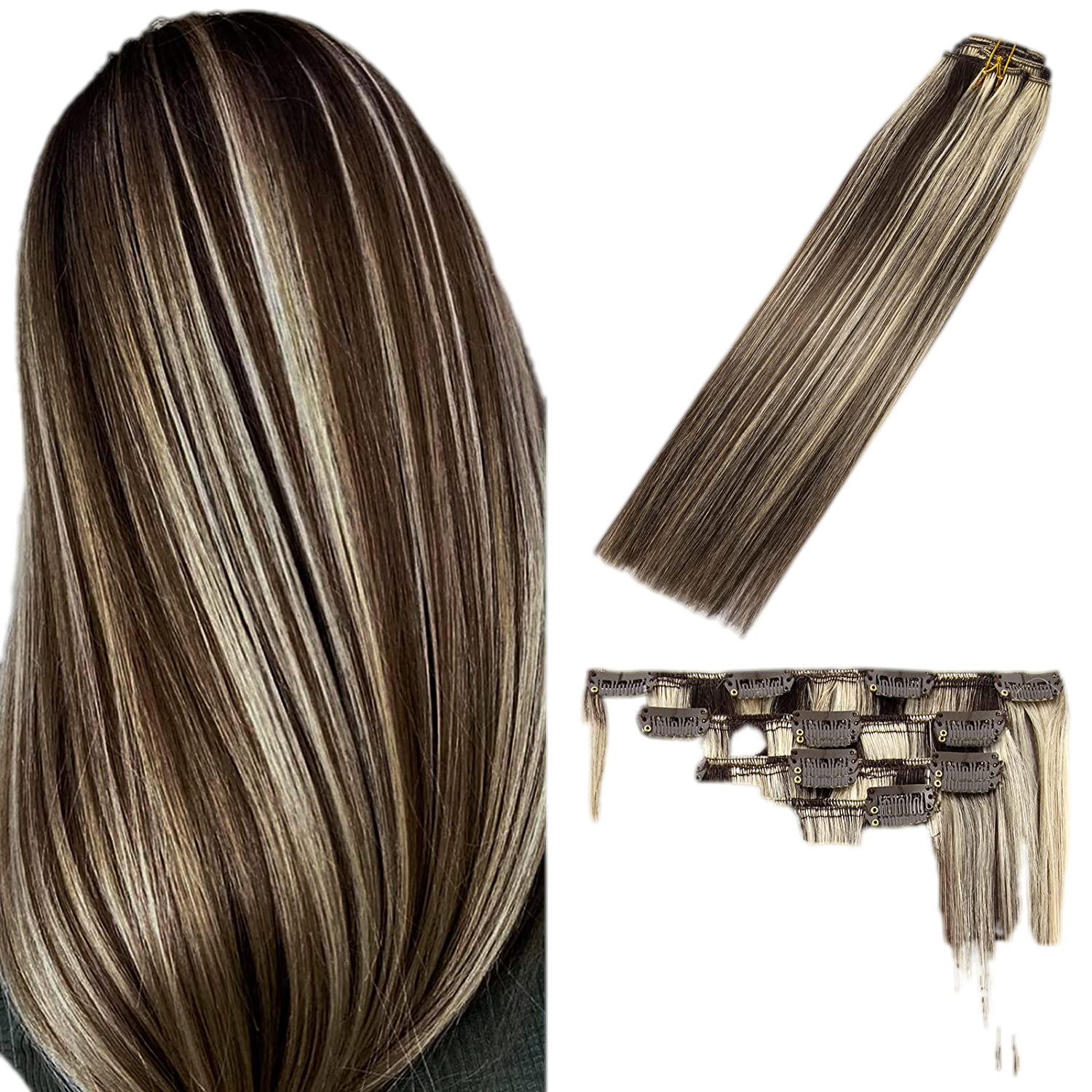 Human Hair Clip in extensions 22'' Straight 70 grams - VIP Extensions