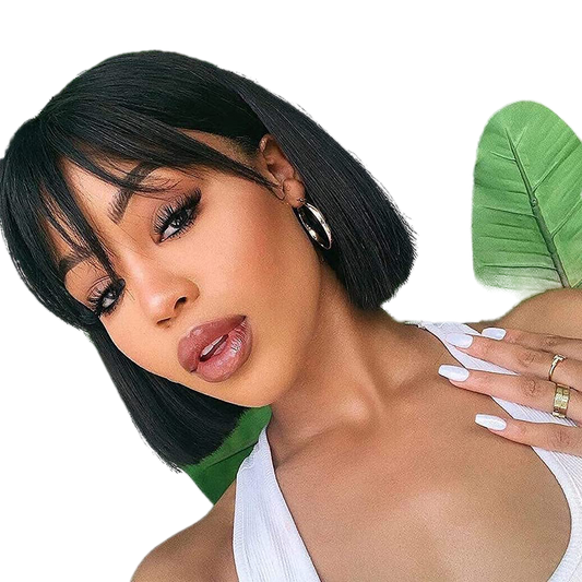 Human Hair Short Bob Wigs with Bangs - VIP Extensions
