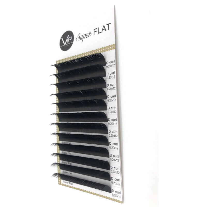 VIP Eyelashes - Super Flat Extensions - 12 lines - 0.20 D - BeautyGiant USA