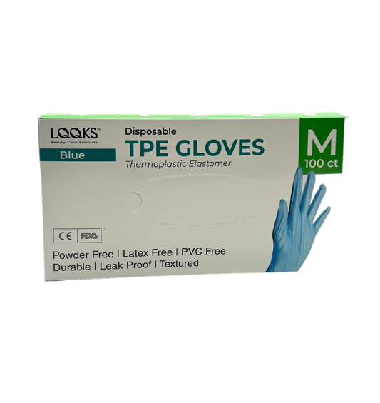 LQQS Disposable TPE Gloves BLUE 100 CT - VIP Extensions