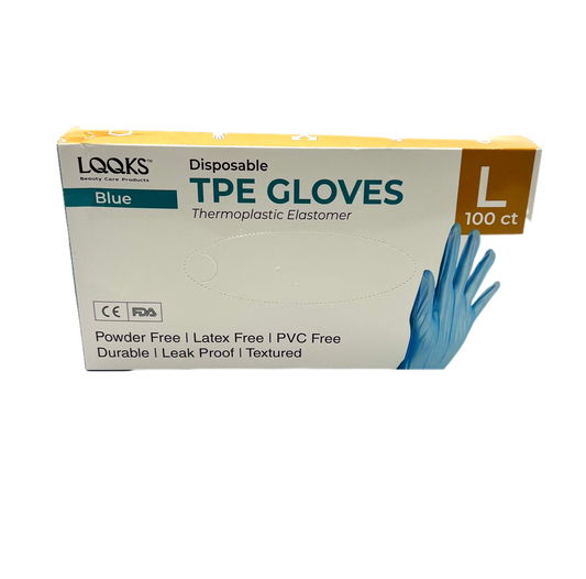 LQQS Disposable TPE Gloves BLUE 100 CT - VIP Extensions