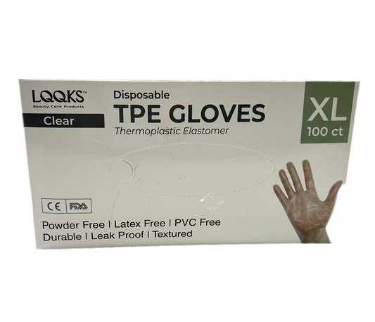 LQQS Disposable TPE Gloves  CLEAR  100 CT - VIP Extensions