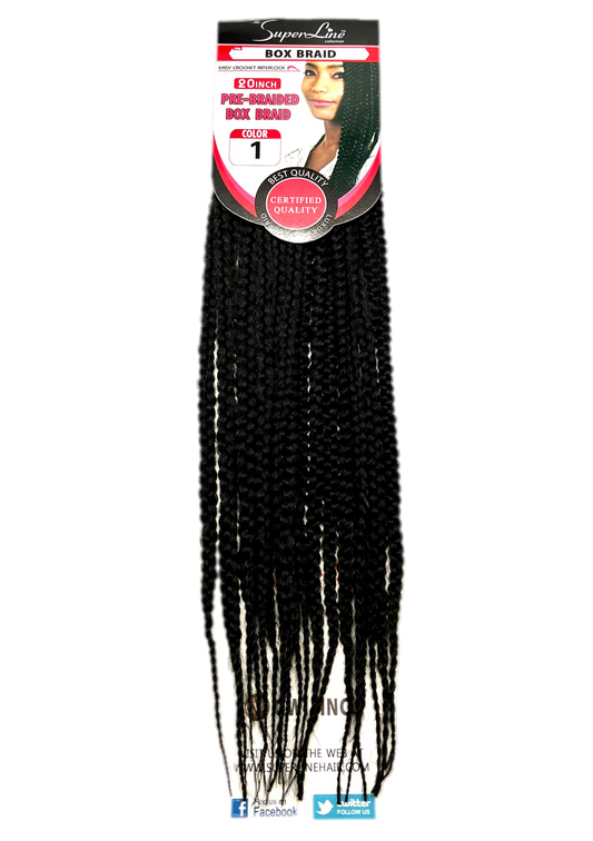 The Super Line collection Pre-Braided Box Braid 20'' - VIP Extensions