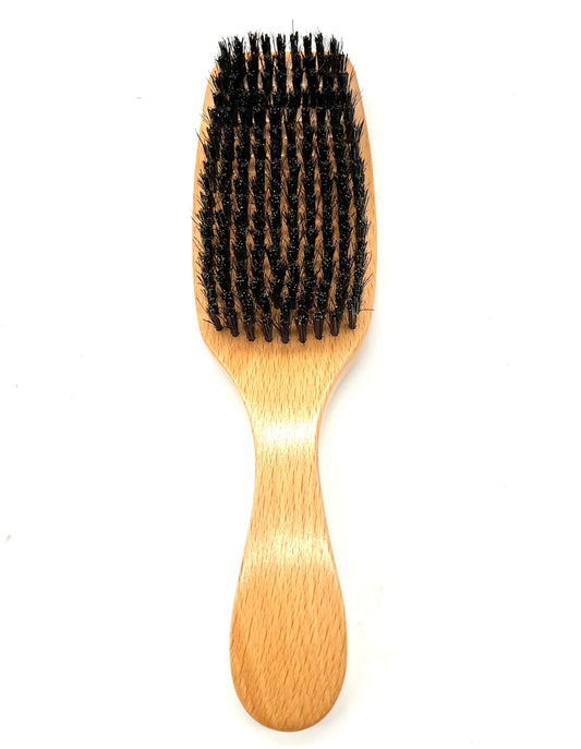 MEN'S WOOD GROOMING WAVE BRUSH MEDIUM HARD NATURAL 3PC PVC - VIP Extensions