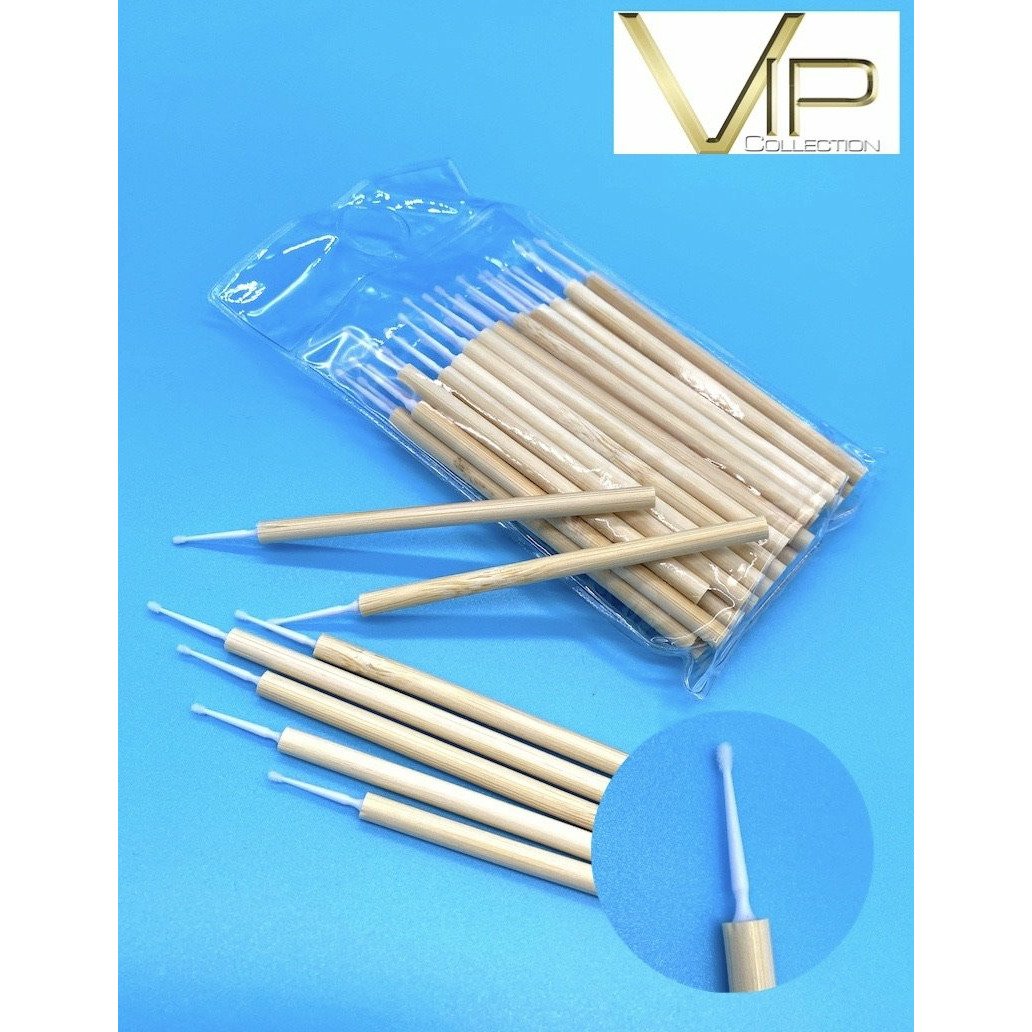 VIP- Eyelash accessories-Micro  Brushes with Bamboo Handle 50 pcs/bag