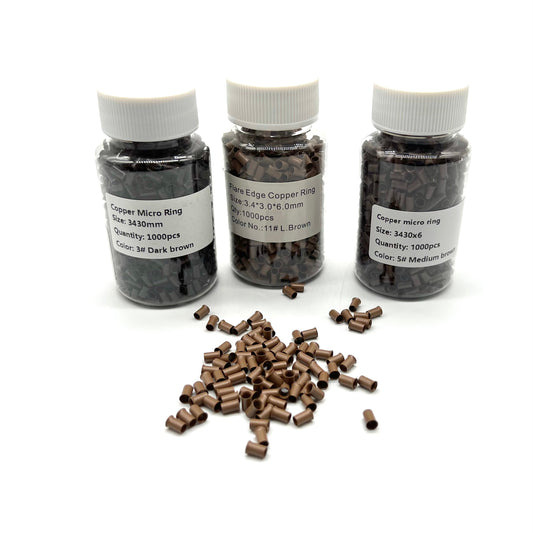 Copper Micro Link Style D - Size 3.4 x 3.0 x  6.00  mm 1 bottle (1000 pieces) - VIP Extensions